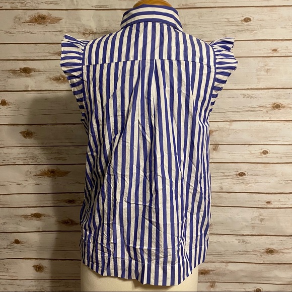 J.Crew stripe ruffle button up blouse AK766 - Picture 6 of 9